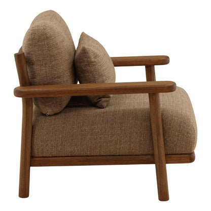 Brown Burlap Fabric and Mindi Wood Chair 32 in Wide