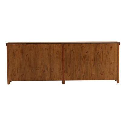 Brown Mindi Wood, Veneer and Glass Sideboard 96 in Wide