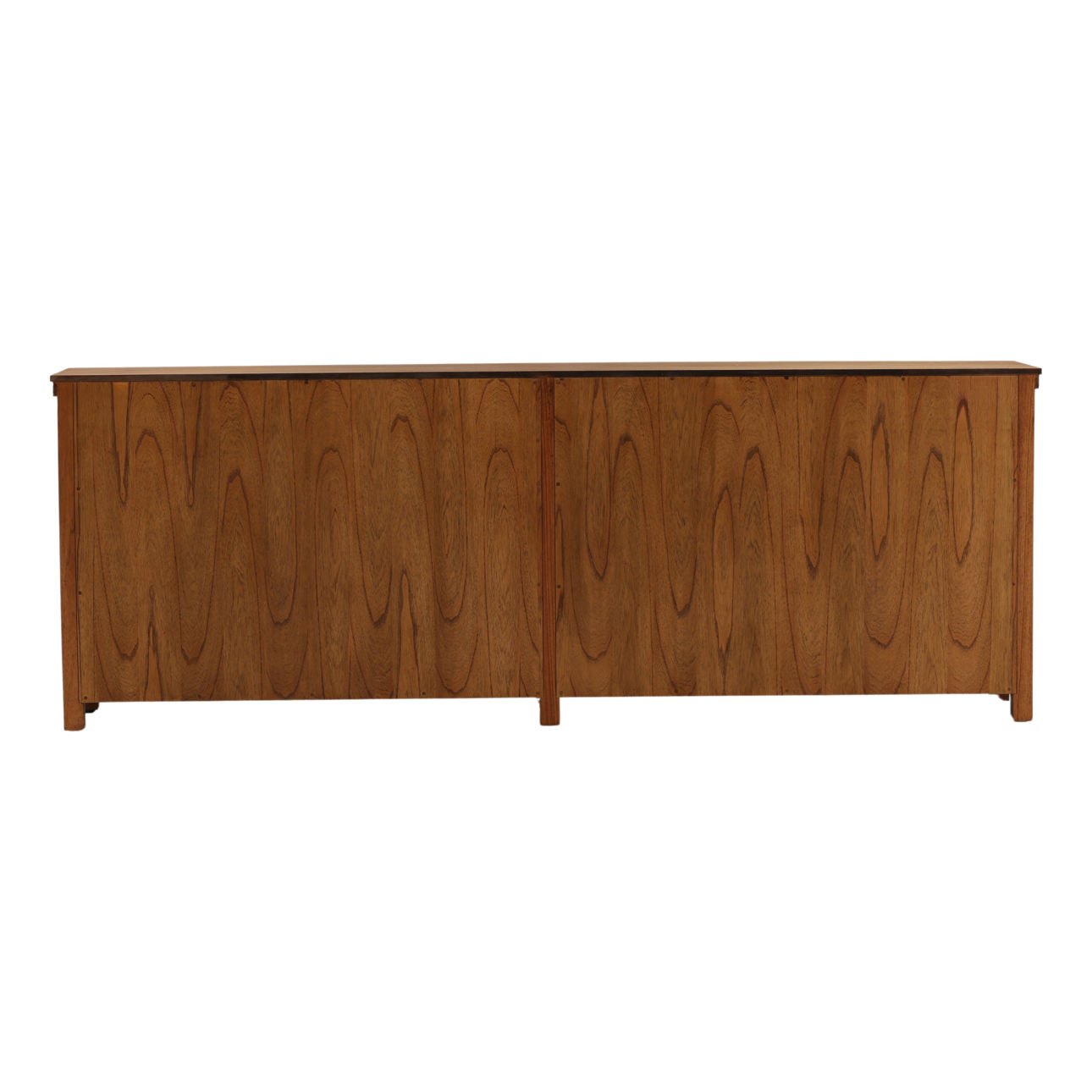 Brown Mindi Wood, Veneer and Glass Sideboard 96 in Wide