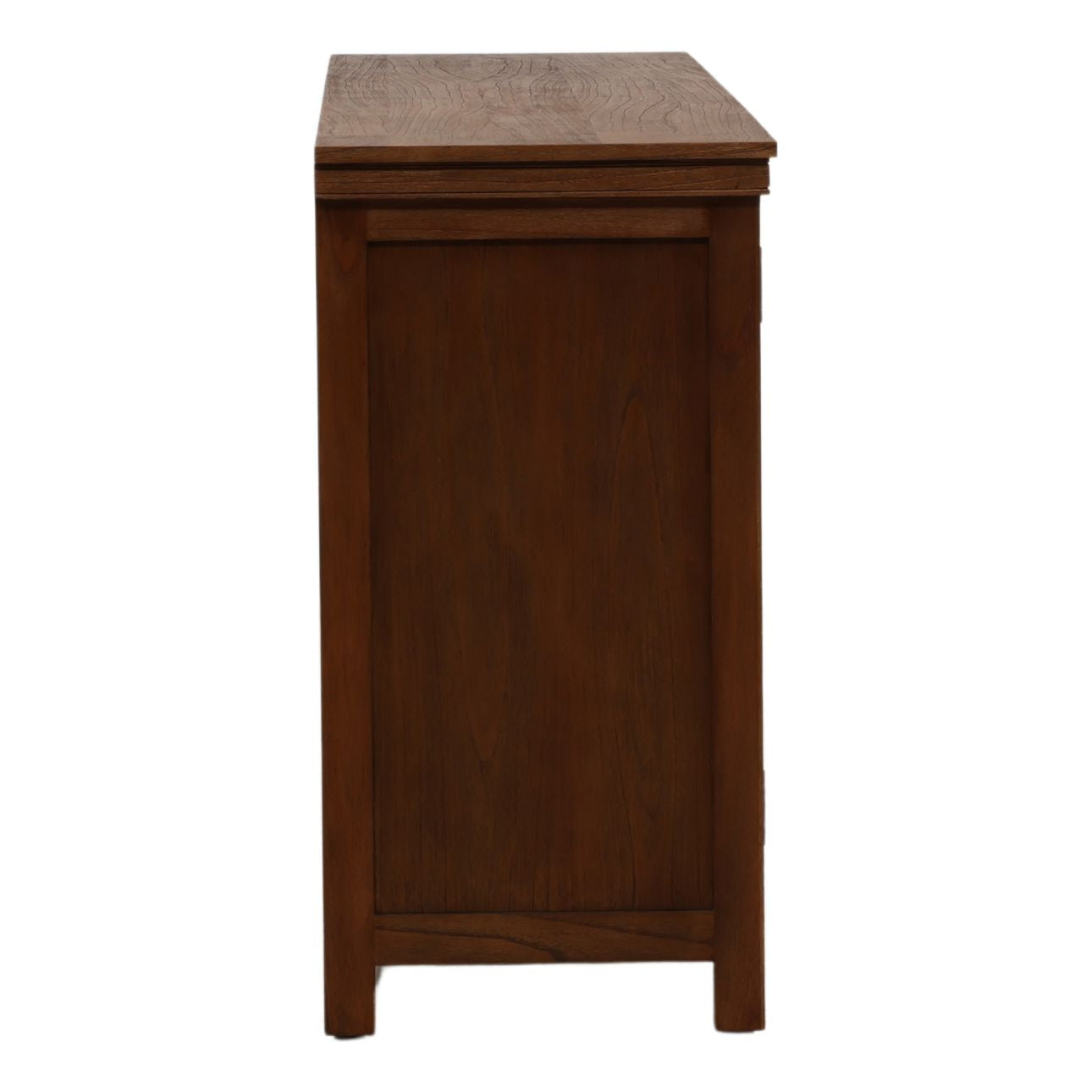 Brown Mindi Wood, Veneer and Glass Sideboard 96 in Wide