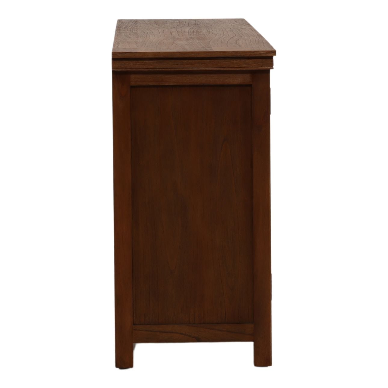 Brown Mindi Wood, Veneer and Glass Sideboard 96 in Wide