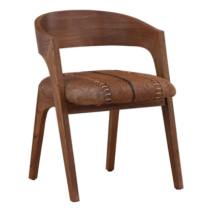 Curated Goat Hide and Mindi Wood Dining Chair