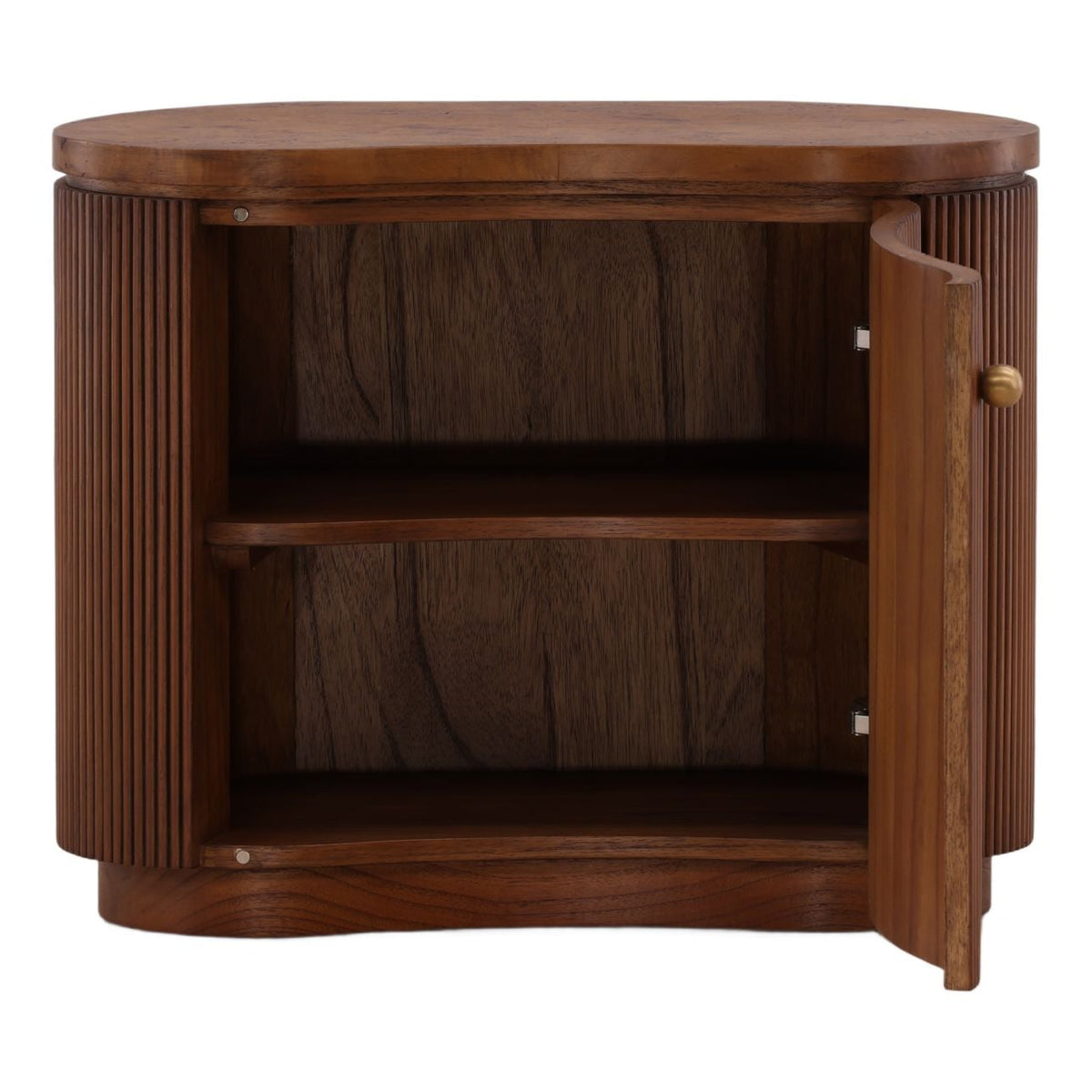 Modern Mappa Burl and Mindi Wood Veneer Side Table