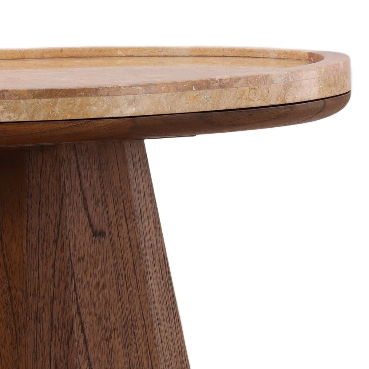 Heritage Marble, Mindi Wood and Veneer Side Table