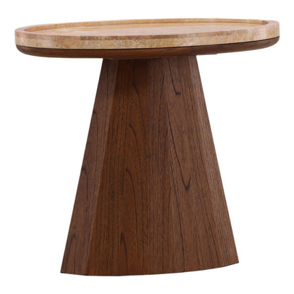 Heritage Marble, Mindi Wood and Veneer Side Table