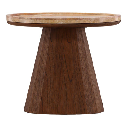 Heritage Marble, Mindi Wood and Veneer Side Table