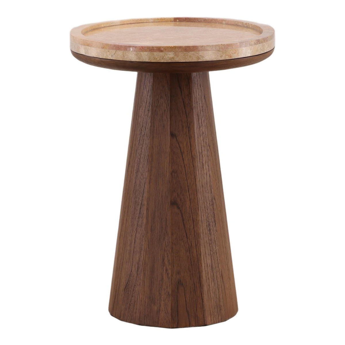 Heritage Marble, Mindi Wood and Veneer Side Table
