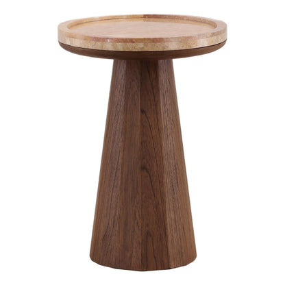 Heritage Marble, Mindi Wood and Veneer Side Table
