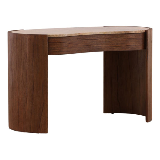 Crafted Mindi Wood Veneer and Marble Desk