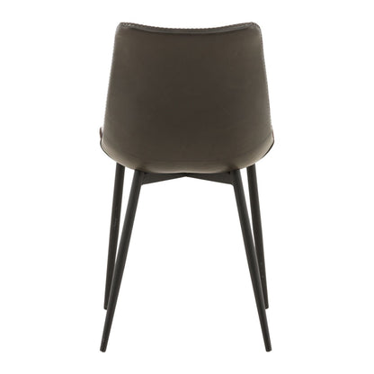 Dark Grey Upholstery and Black Metal Legs PU Leather Upholstery and Iron Frame Chair 22.5 in Wide