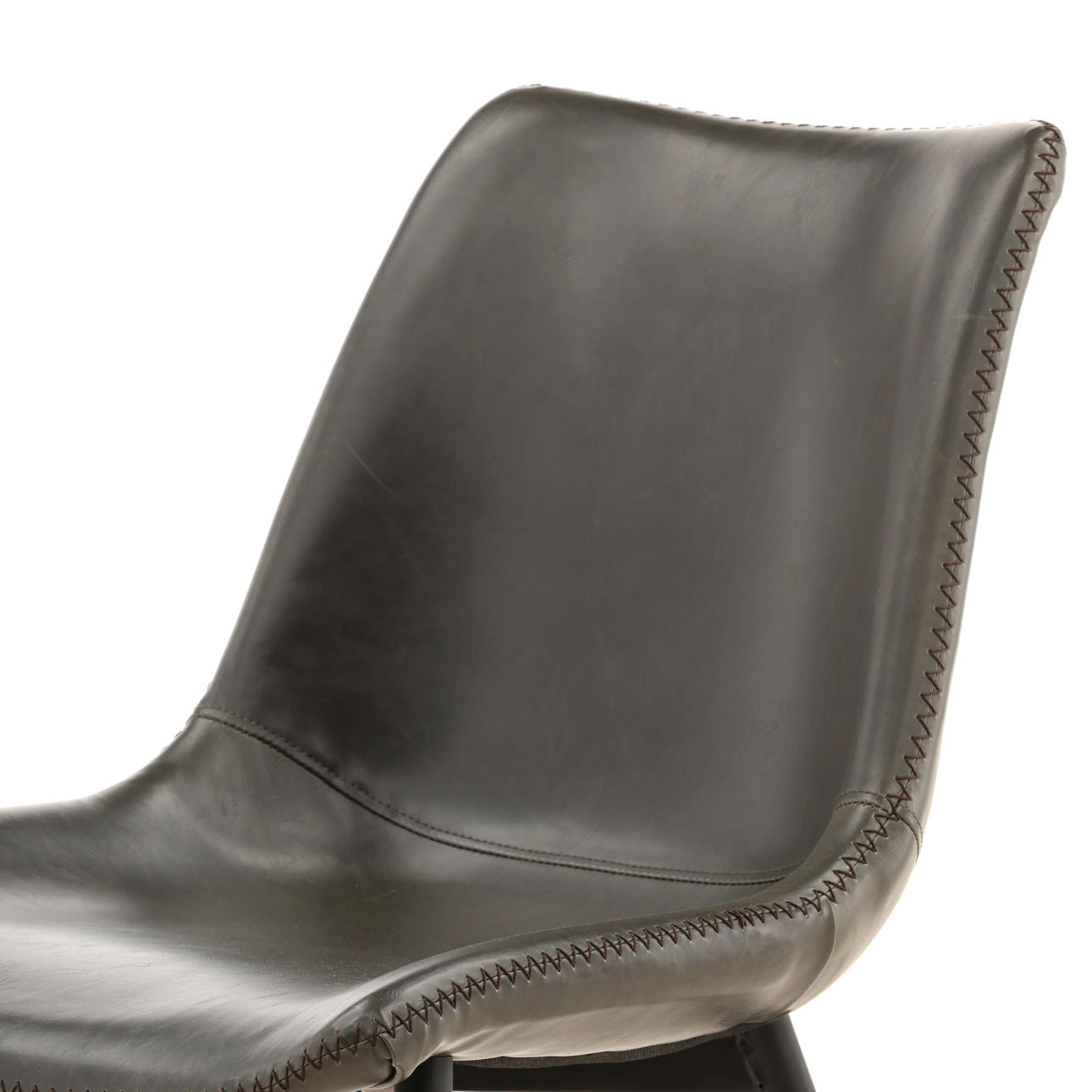 Dark Grey Upholstery and Black Metal Legs PU Leather Upholstery and Iron Frame Chair 22.5 in Wide