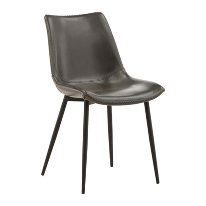 Dark Grey Upholstery and Black Metal Legs PU Leather Upholstery and Iron Frame Chair 22.5 in Wide