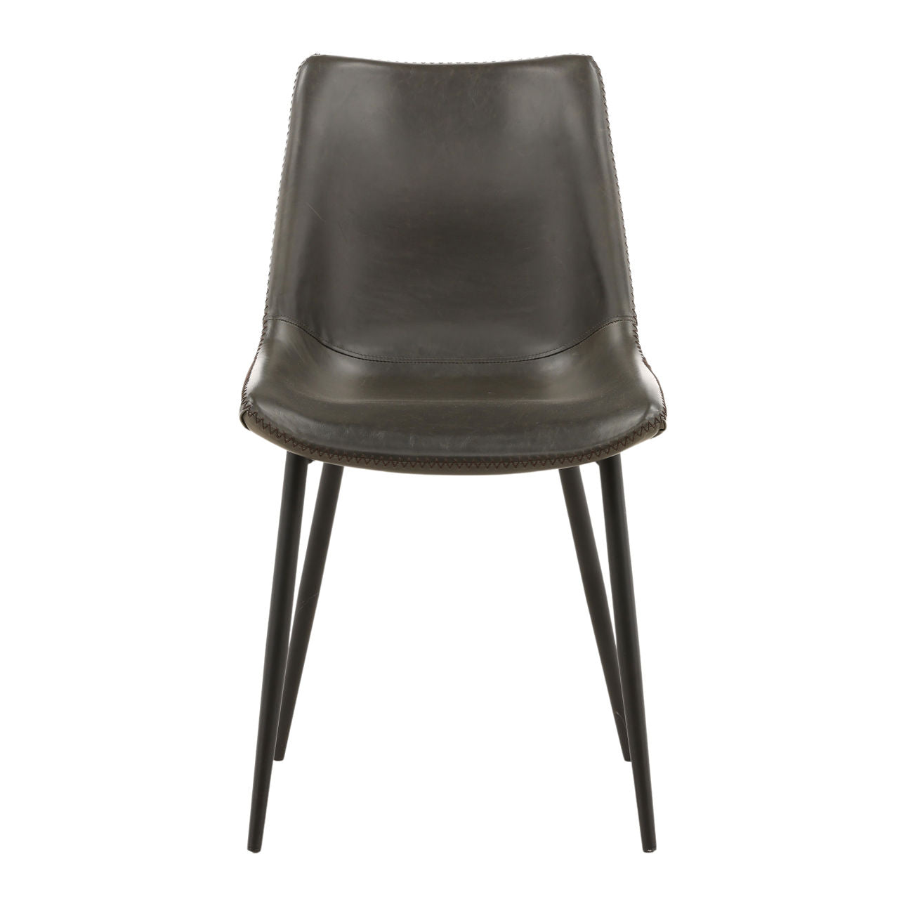 Dark Grey Upholstery and Black Metal Legs PU Leather Upholstery and Iron Frame Chair 22.5 in Wide
