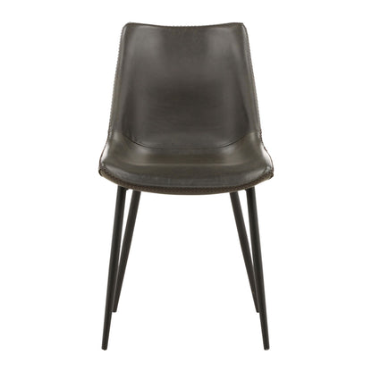 Dark Grey Upholstery and Black Metal Legs PU Leather Upholstery and Iron Frame Chair 22.5 in Wide