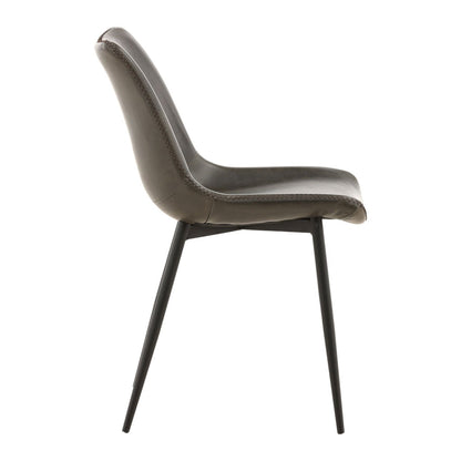 Dark Grey Upholstery and Black Metal Legs PU Leather Upholstery and Iron Frame Chair 22.5 in Wide