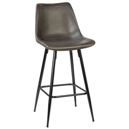 Dark Grey Upholstery and Black Metal Legs PU Leather Upholstery and Iron Frame Stool 17 in Wide