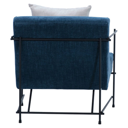Teal Upholstery with Matte Black Metal Frame Polyester Blend Upholstery and Metal Frame Chair 34 in Wide