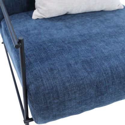 Teal Upholstery with Matte Black Metal Frame Polyester Blend Upholstery and Metal Frame Chair 34 in Wide