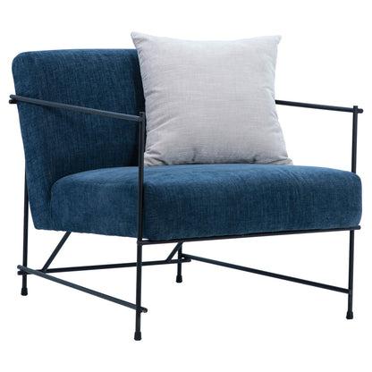 Teal Upholstery with Matte Black Metal Frame Polyester Blend Upholstery and Metal Frame Chair 34 in Wide