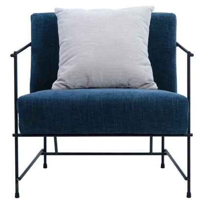 Teal Upholstery with Matte Black Metal Frame Polyester Blend Upholstery and Metal Frame Chair 34 in Wide