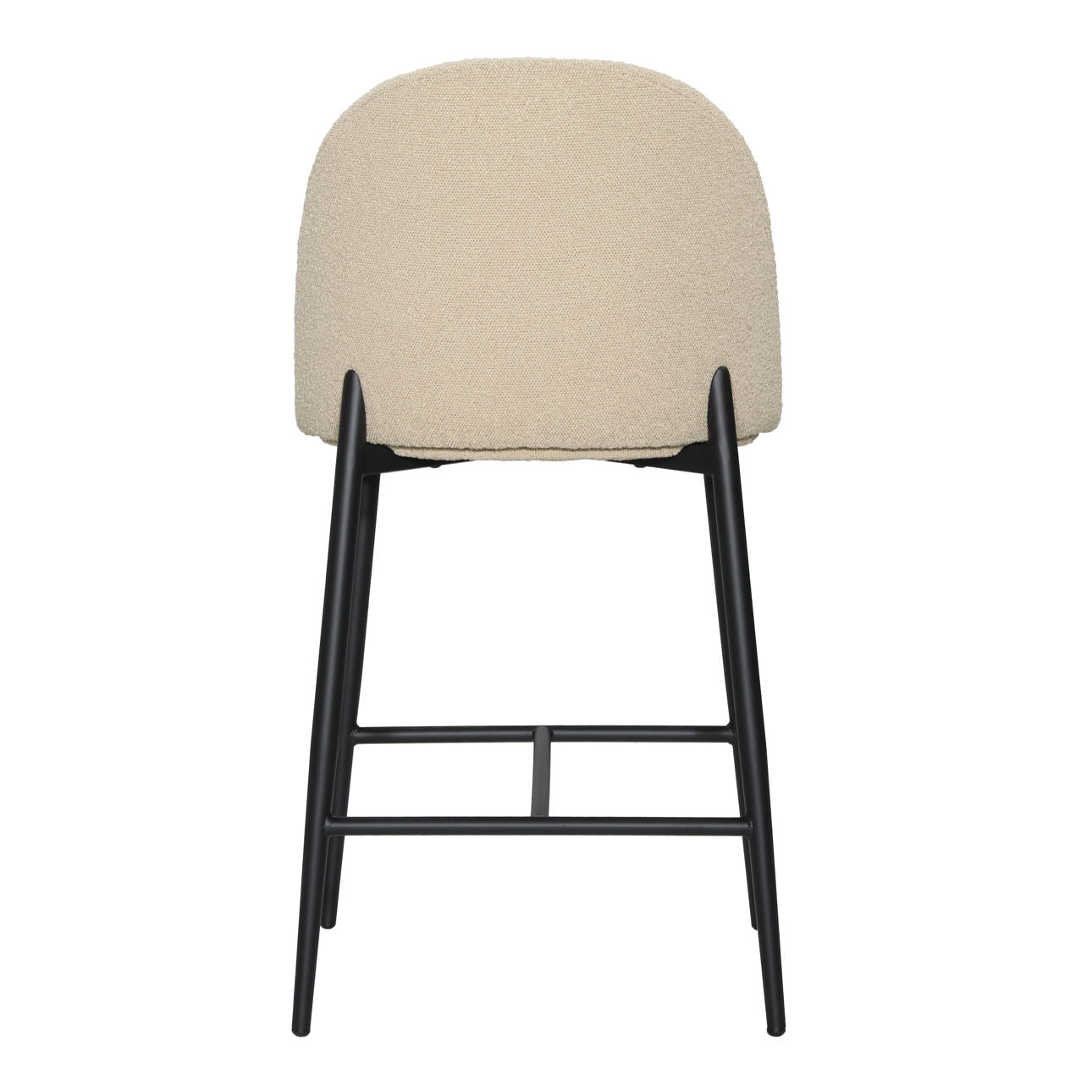 Sand and Black Boucle Upholstery and Iron Stool 20.5 in Wide
