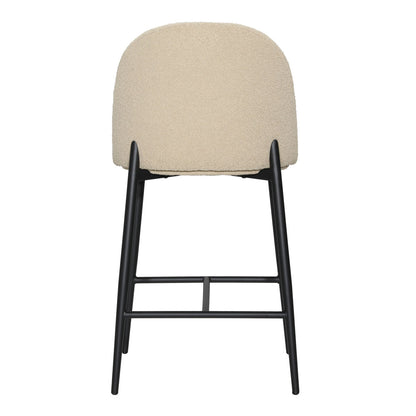 Sand and Black Boucle Upholstery and Iron Stool 20.5 in Wide