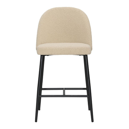 Sand and Black Boucle Upholstery and Iron Stool 20.5 in Wide