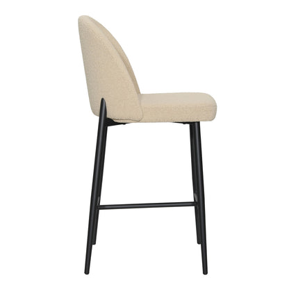 Sand and Black Boucle Upholstery and Iron Stool 20.5 in Wide