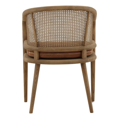 Artisan Basketweave Fabric, Rattan and Ash Wood Dining Chair