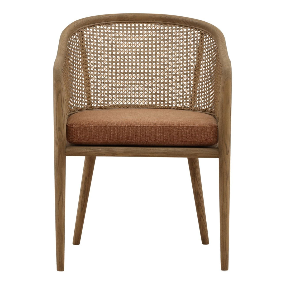 Artisan Basketweave Fabric, Rattan and Ash Wood Dining Chair