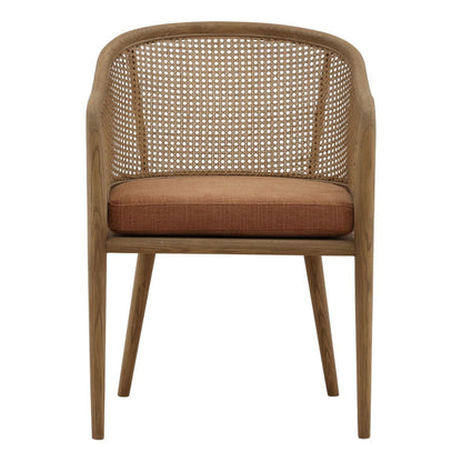 Artisan Basketweave Fabric, Rattan and Ash Wood Dining Chair