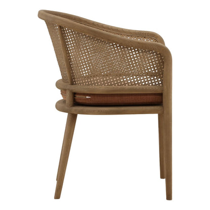 Artisan Basketweave Fabric, Rattan and Ash Wood Dining Chair