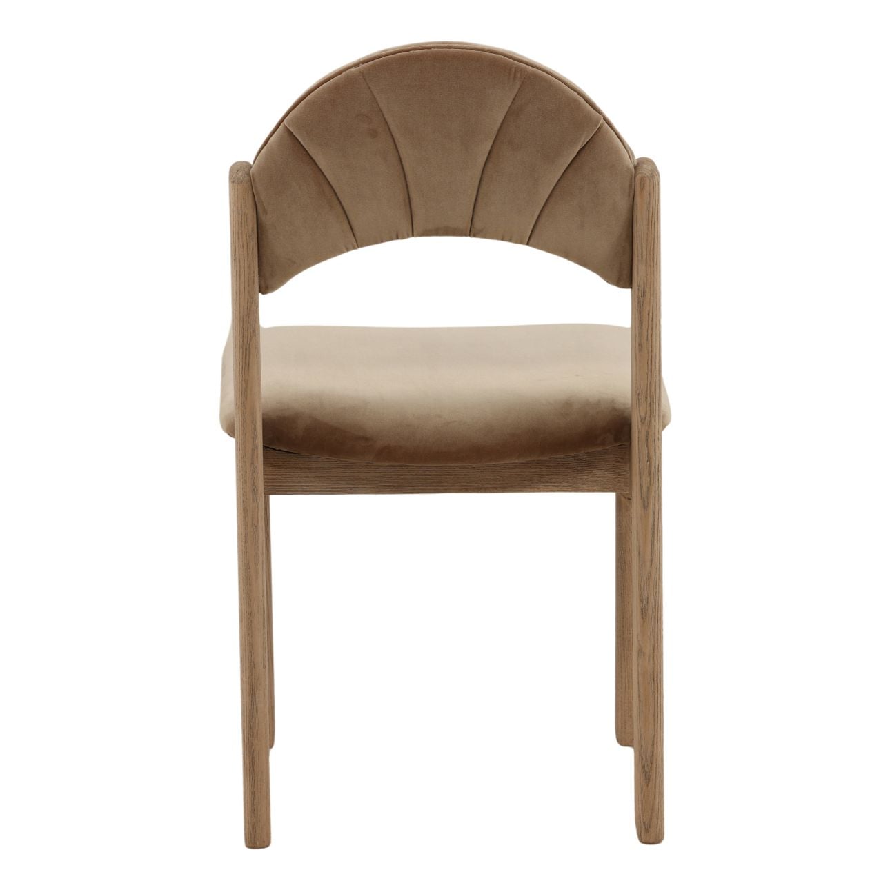 Light Brown Velvet and Ash Wood Chair 19.5 in Wide