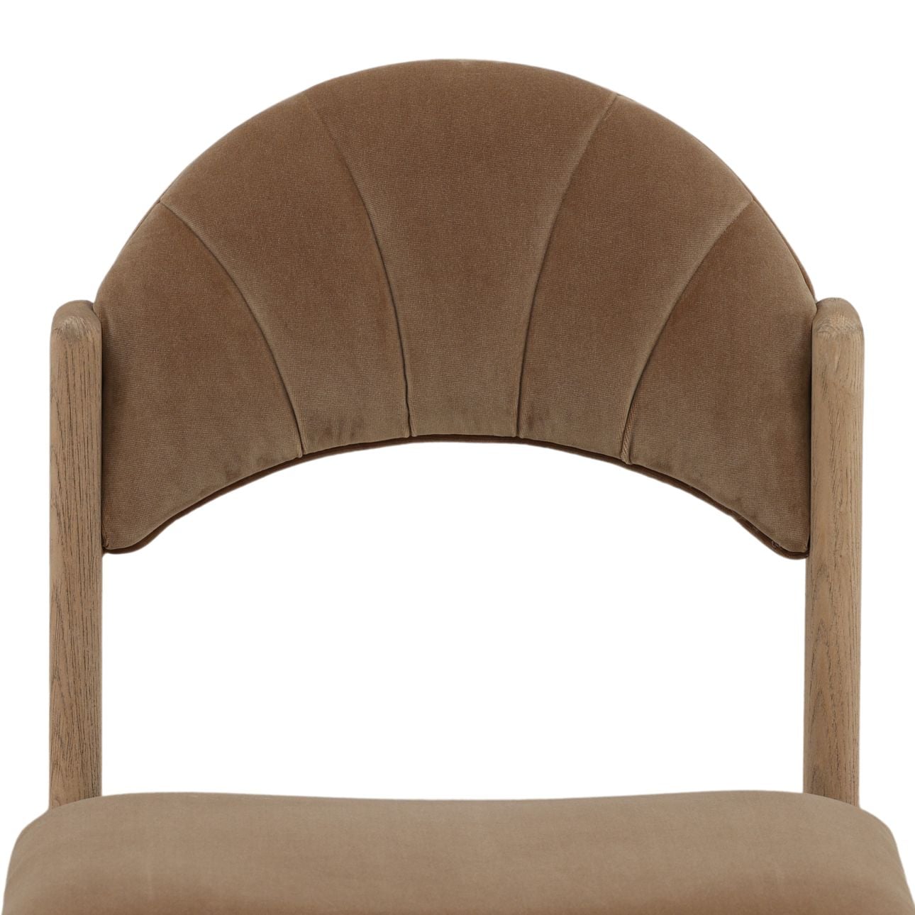 Light Brown Velvet and Ash Wood Chair 19.5 in Wide