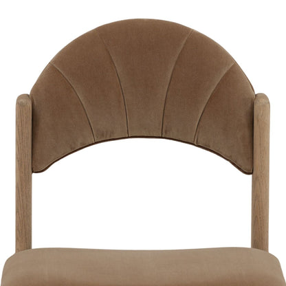 Light Brown Velvet and Ash Wood Chair 19.5 in Wide