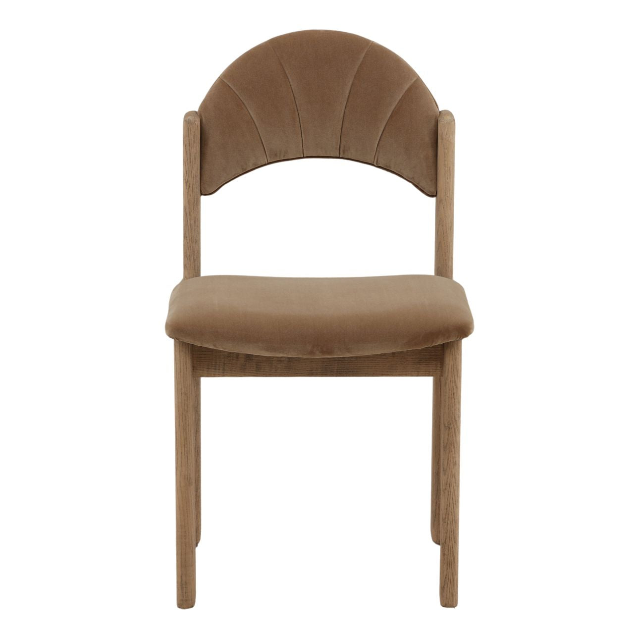 Light Brown Velvet and Ash Wood Chair 19.5 in Wide