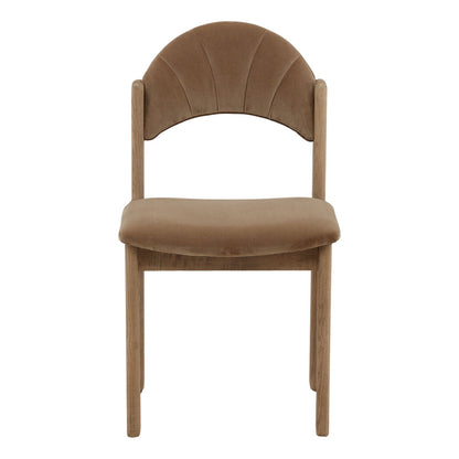 Light Brown Velvet and Ash Wood Chair 19.5 in Wide
