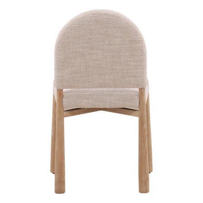 Modern Basketweave Wool Blend Fabric and Ash Wood Dining Chair