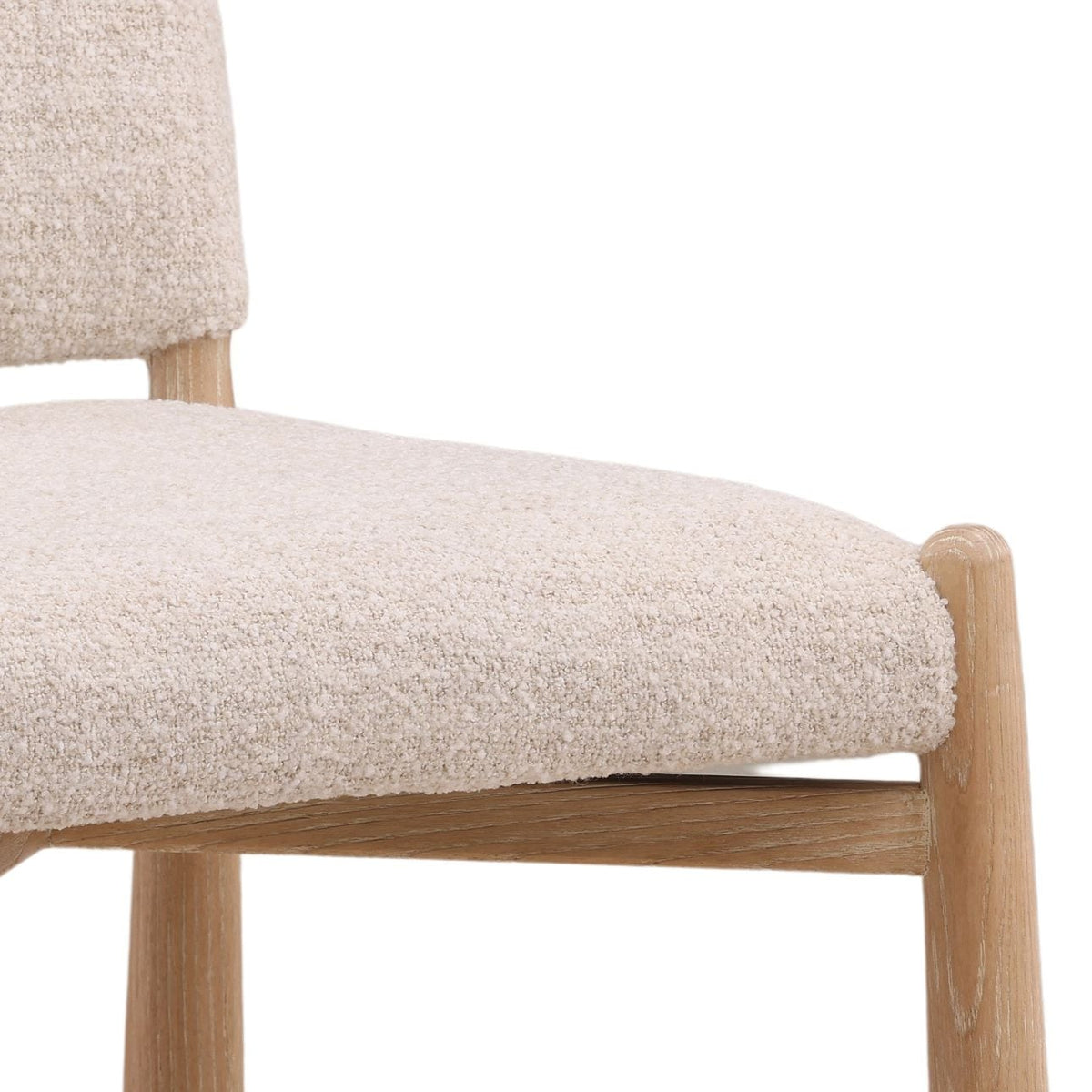 Modern Basketweave Wool Blend Fabric and Ash Wood Dining Chair