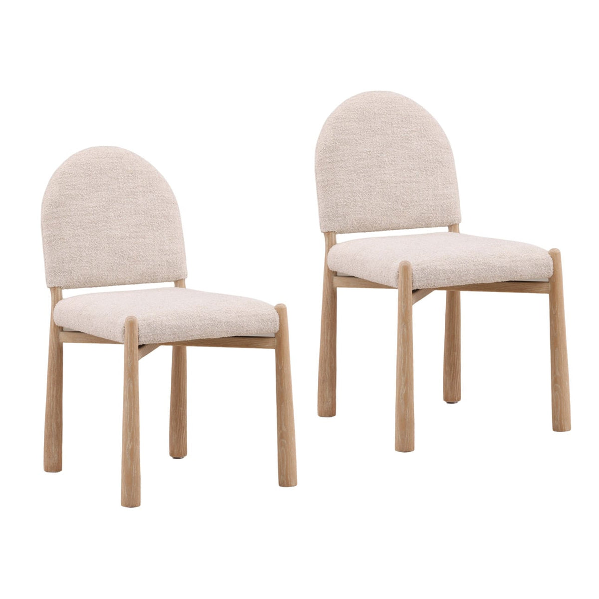 Modern Basketweave Wool Blend Fabric and Ash Wood Dining Chair