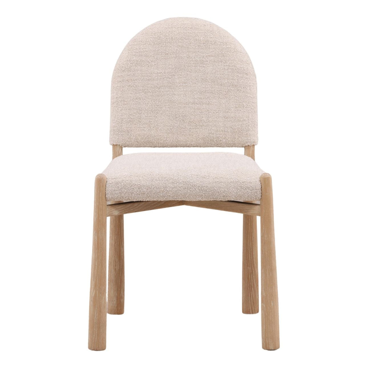 Modern Basketweave Wool Blend Fabric and Ash Wood Dining Chair