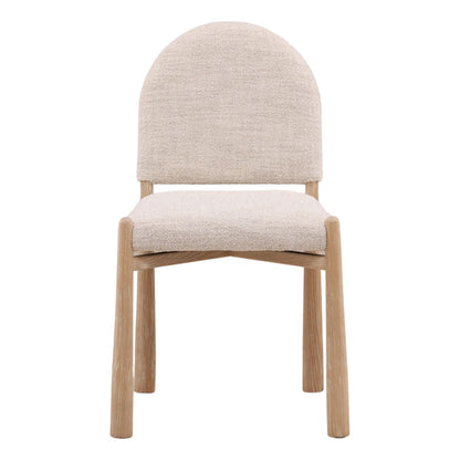 Modern Basketweave Wool Blend Fabric and Ash Wood Dining Chair