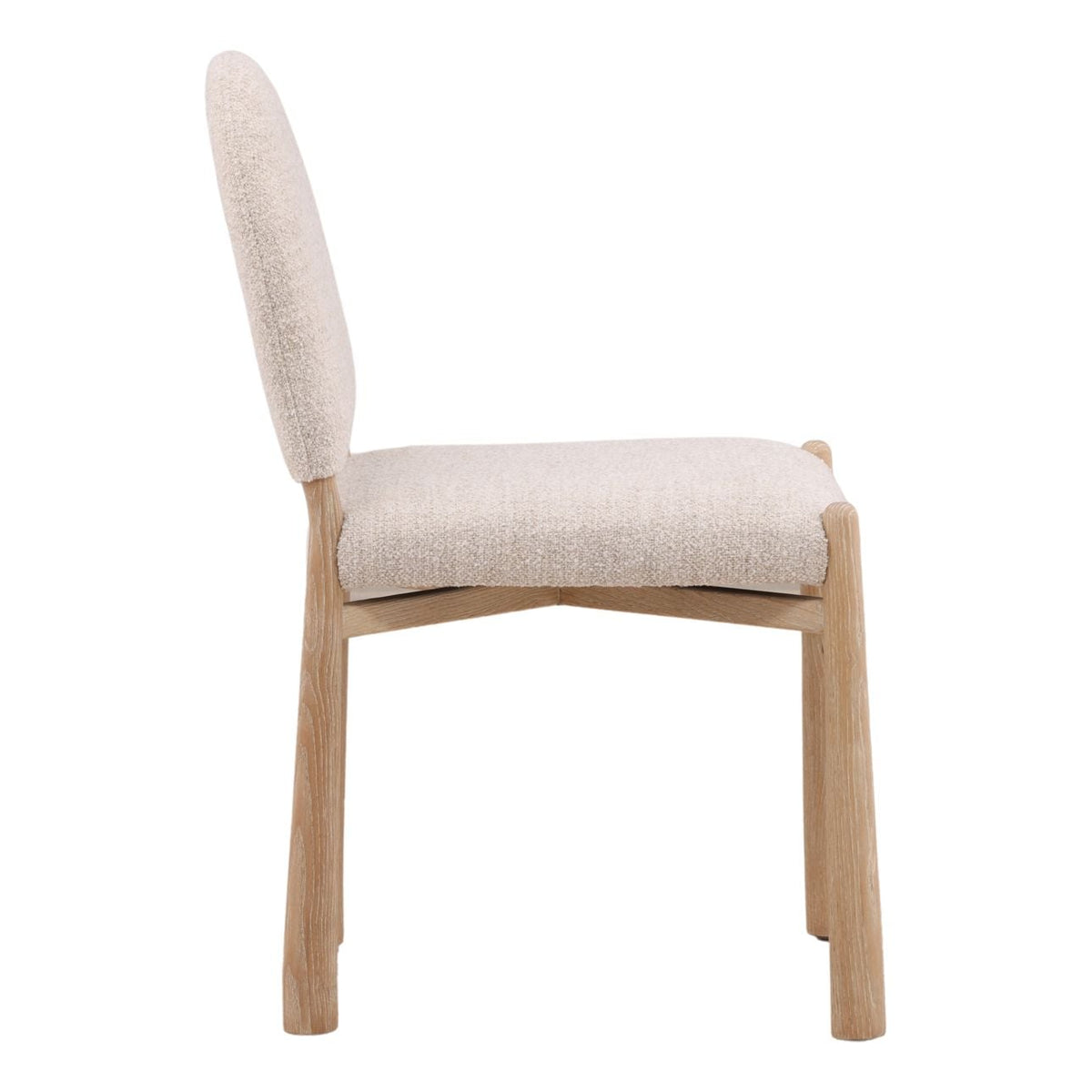 Modern Basketweave Wool Blend Fabric and Ash Wood Dining Chair