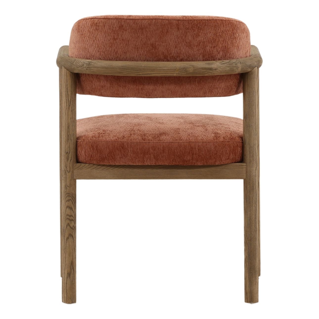 Clay and Natural Textured Chenille Fabric and Ash Wood Chair 22.5 in Wide