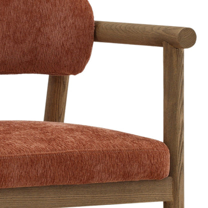 Clay and Natural Textured Chenille Fabric and Ash Wood Chair 22.5 in Wide