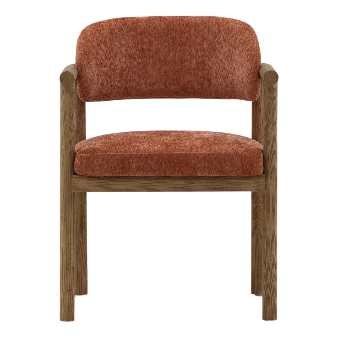 Clay and Natural Textured Chenille Fabric and Ash Wood Chair 22.5 in Wide