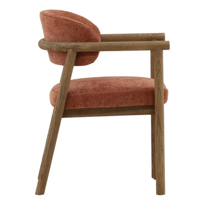 Clay and Natural Textured Chenille Fabric and Ash Wood Chair 22.5 in Wide