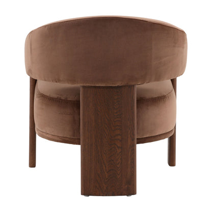 Hudson Chocolate and Brown Polyester Velvet Fabric and Ash Wood Chair 27 in Wide
