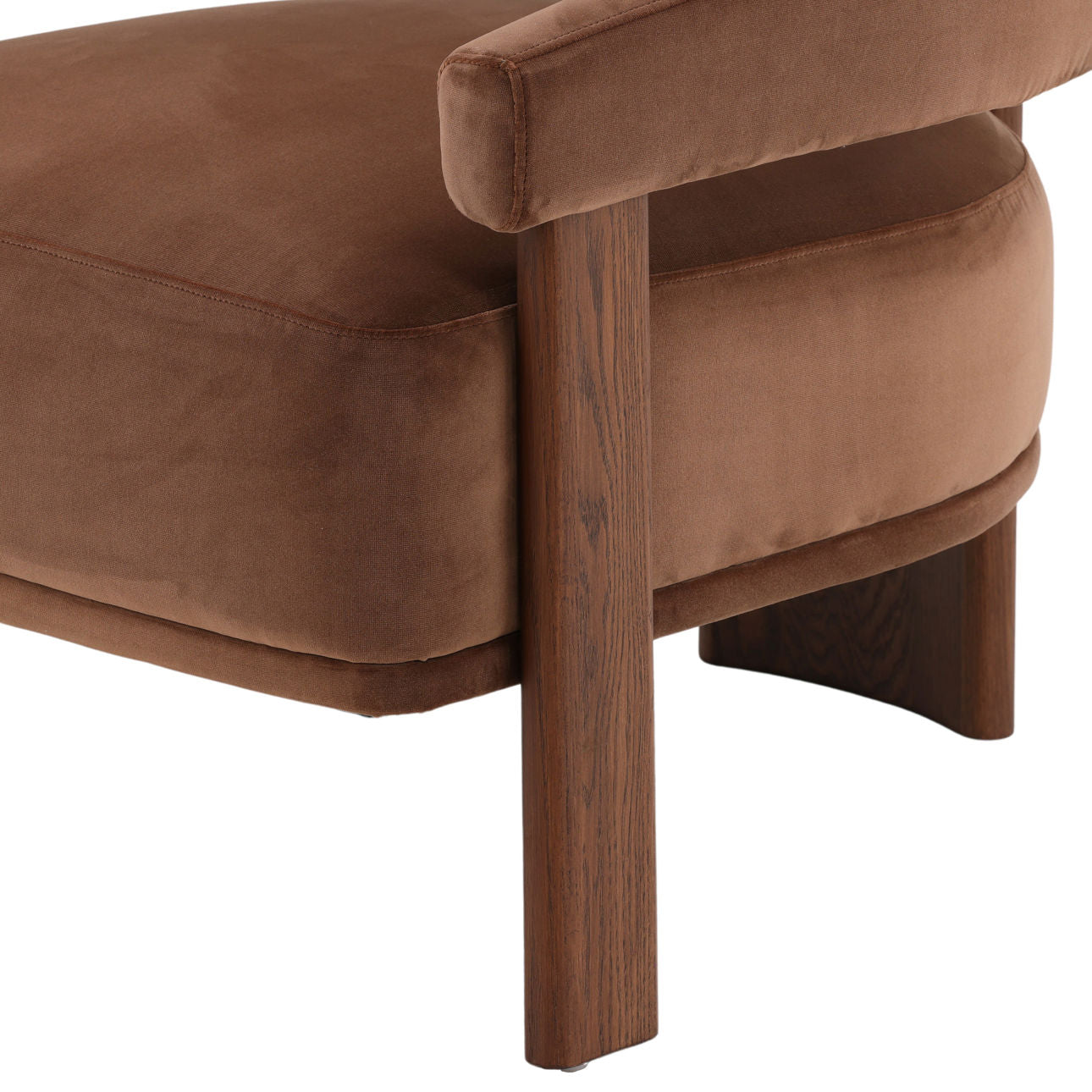 Hudson Chocolate and Brown Polyester Velvet Fabric and Ash Wood Chair 27 in Wide