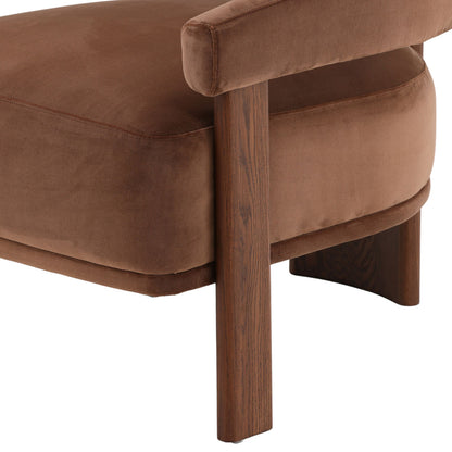 Hudson Chocolate and Brown Polyester Velvet Fabric and Ash Wood Chair 27 in Wide